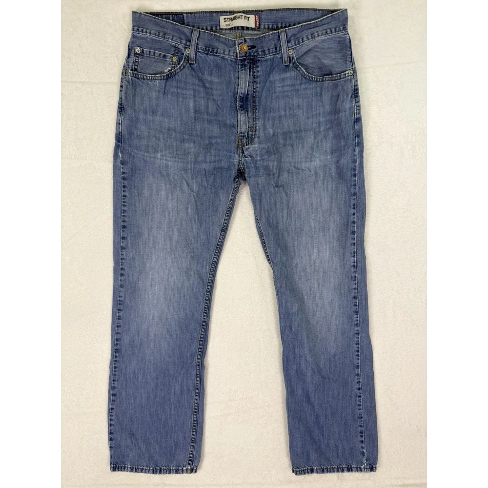 Levis 505 Jeans Mens 36x32 Blue Straight Medium‎ Wash Denim Mid Rise Workwear
